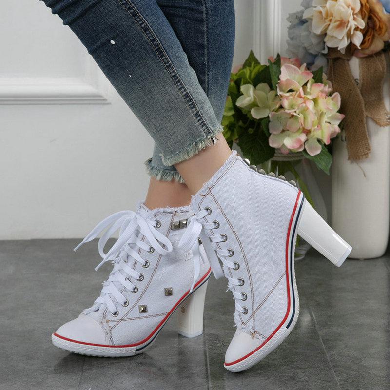 Women's Casual Canvas Pumps With Rivets
