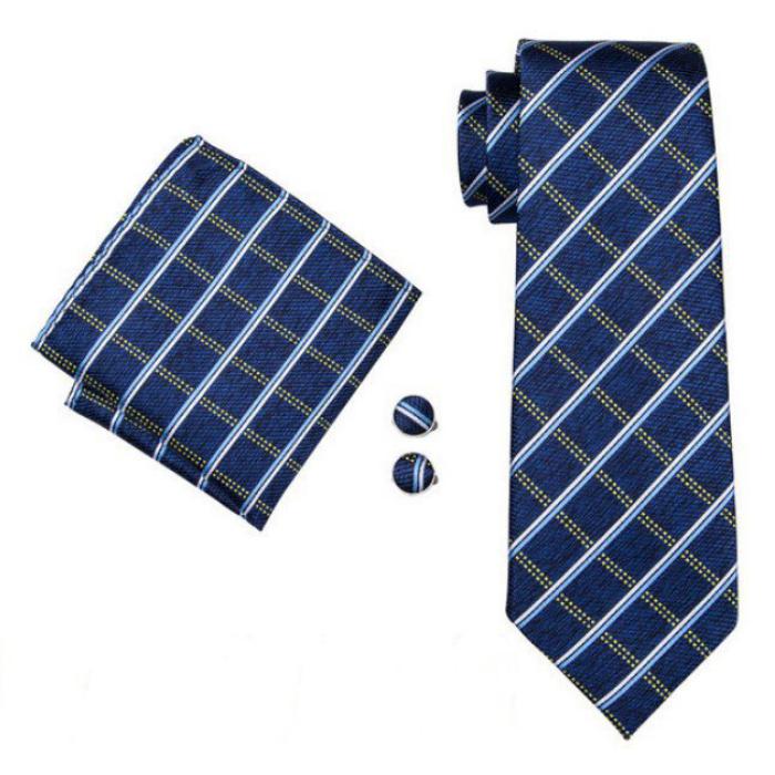 Men's Tie With Handkerchief And Cufflinks