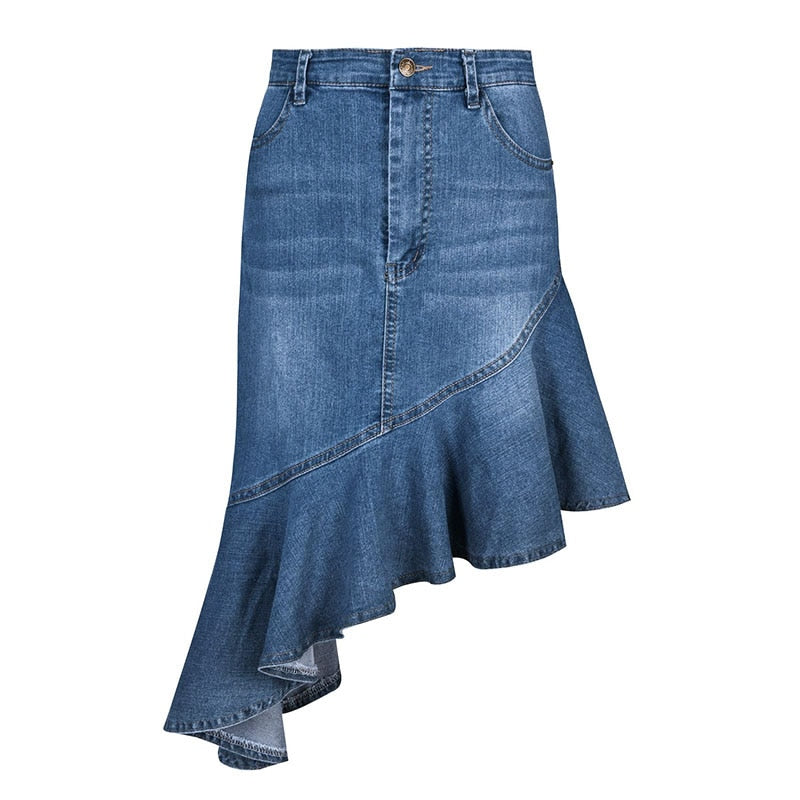 Women's Summer Ruffled Denim Mini Skirt
