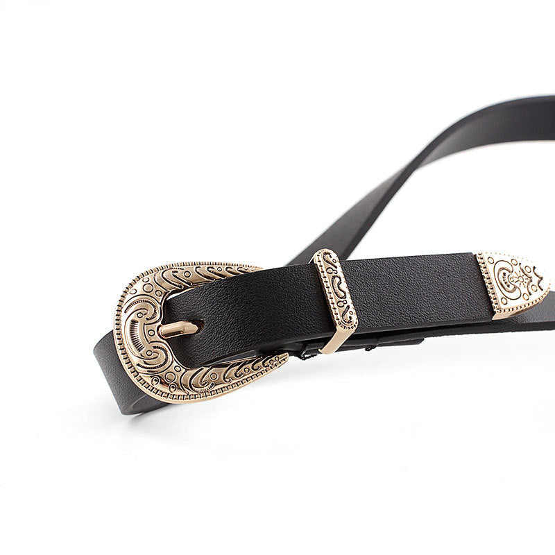 Women's Leather Belt With Metal Buckle