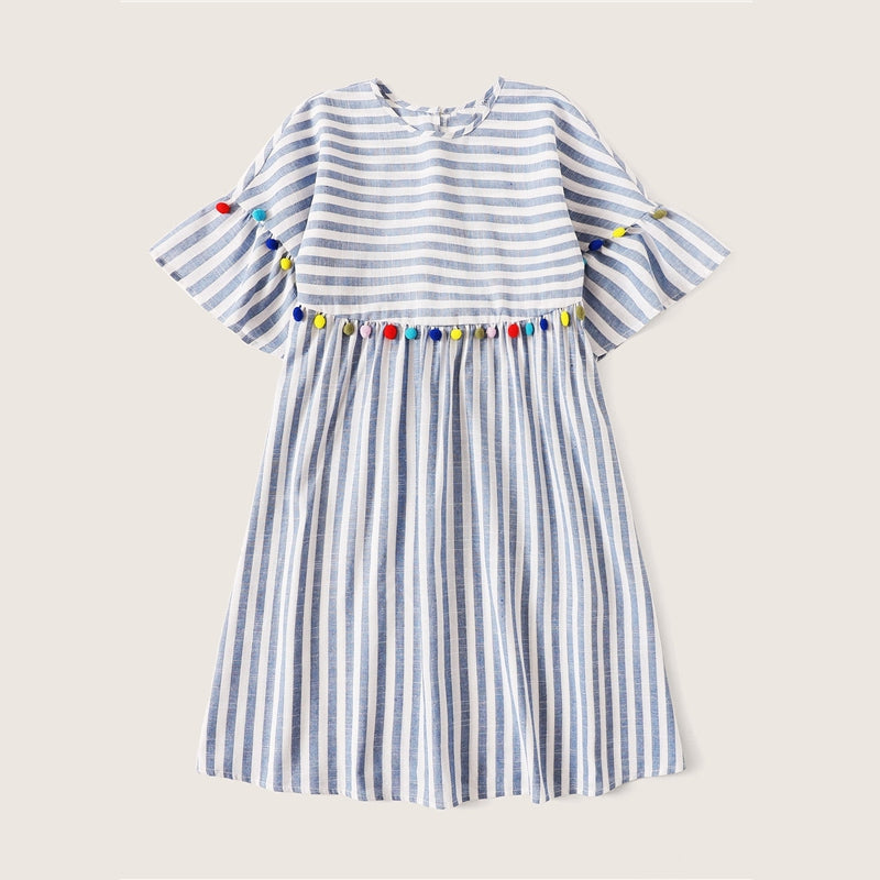 Women's Summer High-Waist Striped Short Tunic-Dress