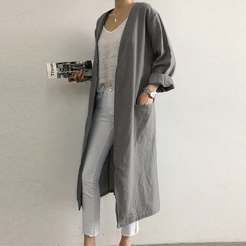 Women's Spring/Summer Casual Long Cardigan With Pockets