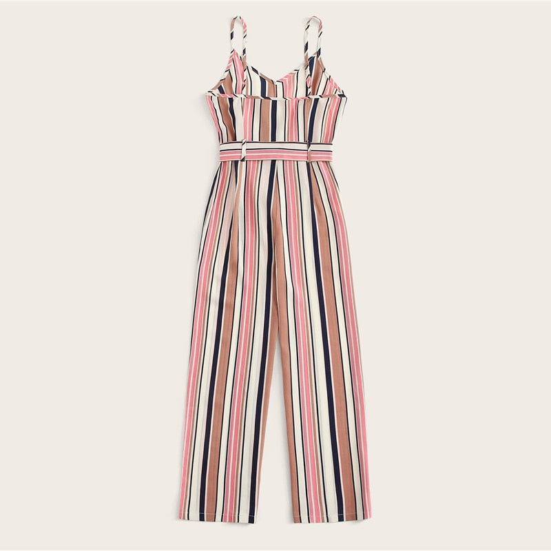 Women's Summer Striped Sleeveless Jumpsuit