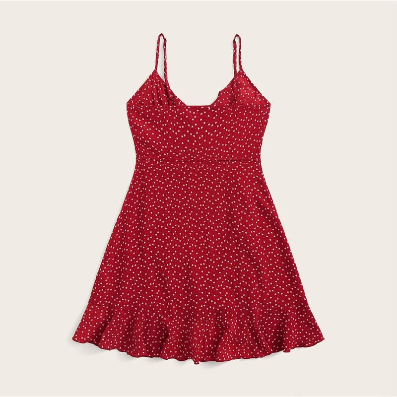 Women's Summer Sleeveless V-Neck Mini Dress With Ruffles