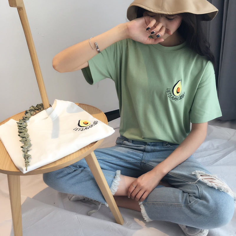 Women's Summer Casual T-Shirt With Embroidery