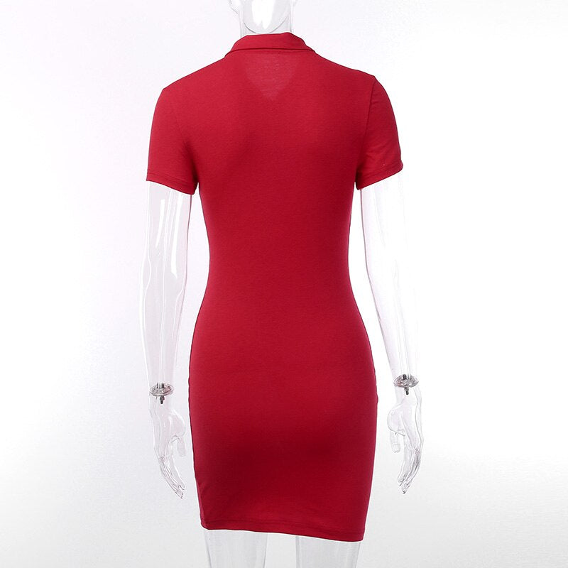 Women's Summer Cotton Solid Bodycon Short Sleeve Dress
