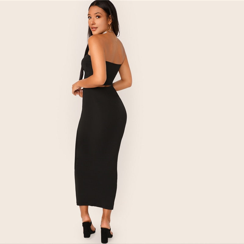 Women's Summer Stretchy Skinny Two-Piece Long Dress