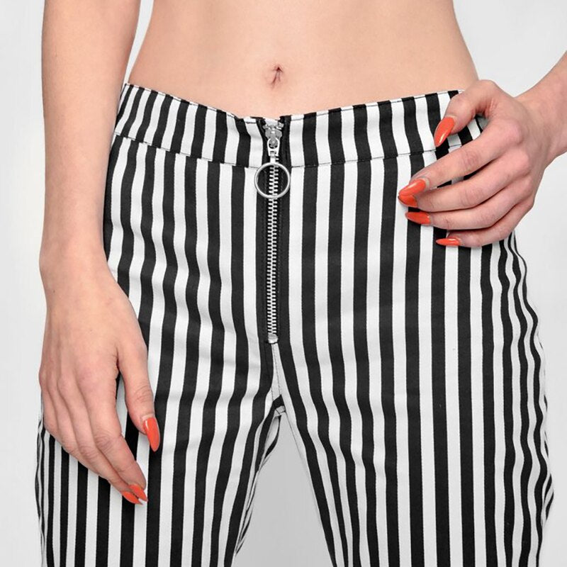Women's Summer Casual Striped High Waist Pants