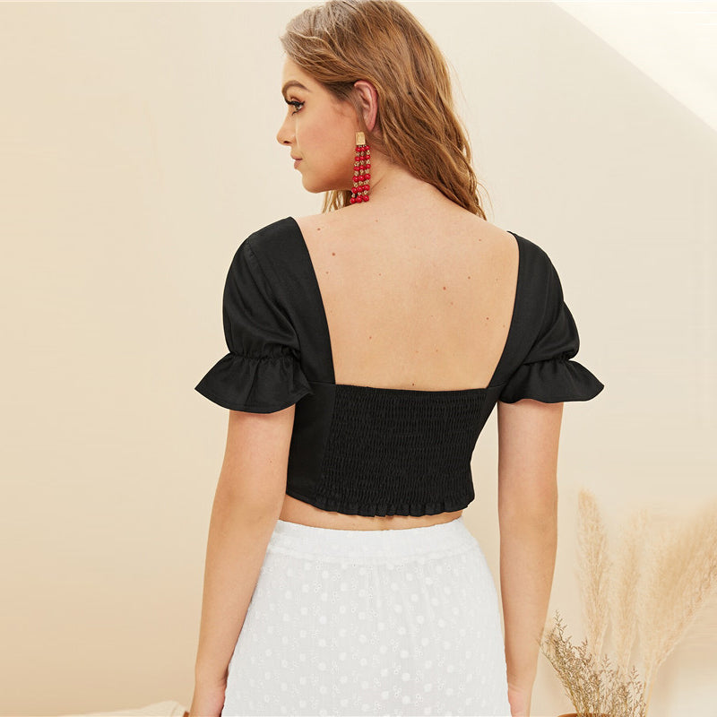Women's Summer Polyester Slim Crop Top