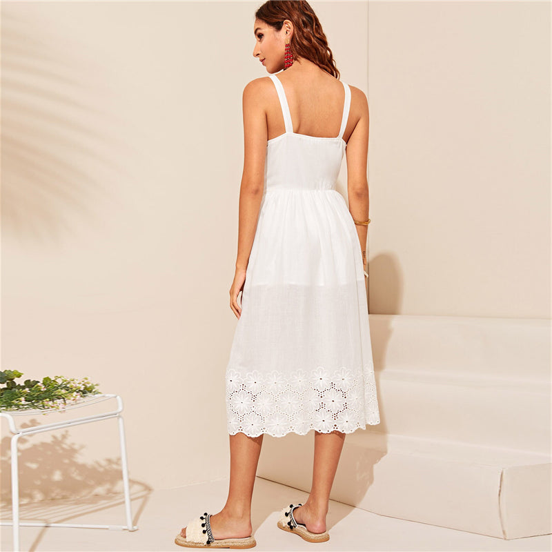 Women's Summer Cotton Sleeveless Long A-Line Dress