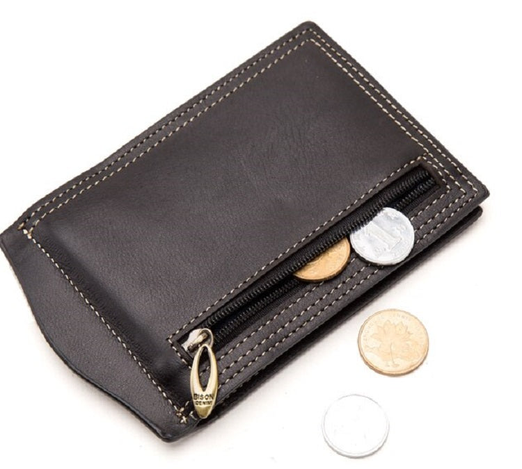 Men's Genuine Leather Short Wallet With Zipper