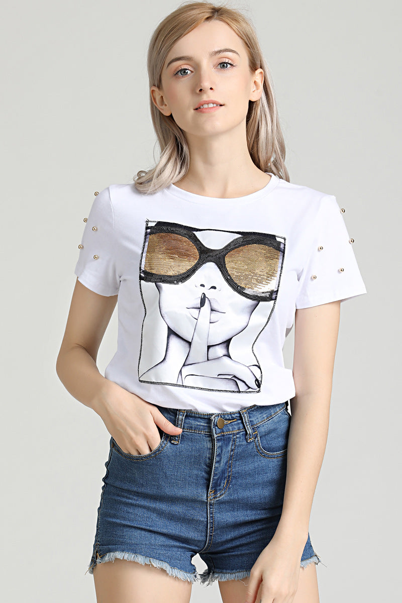 Women's Summer Casual Sequined T-Shirt
