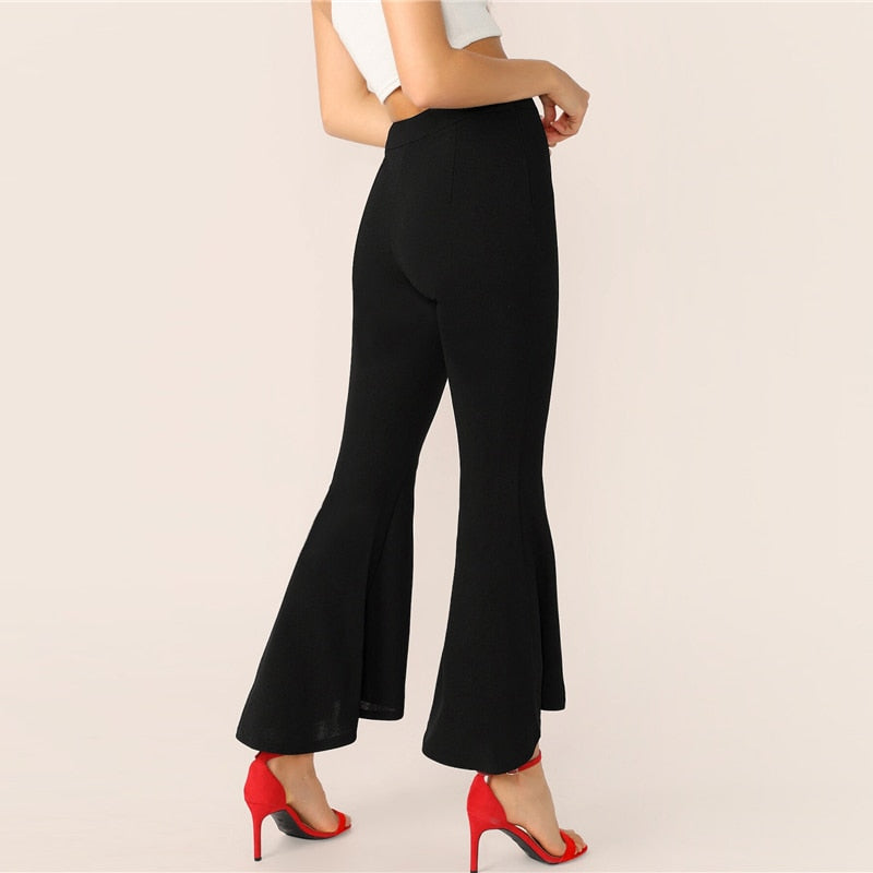 Women's Mid-Waist Polyester Crop Pants With Zipper