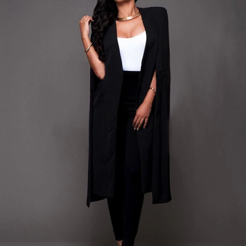 Women's Polyester Long-Sleeved Loose Long Cardigan