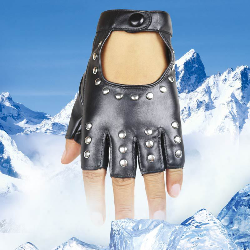 Men's Leather Fingerless Gloves
