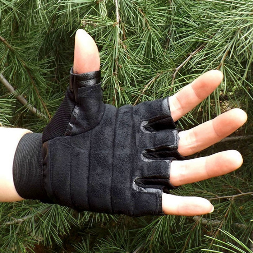 Men's Winter Fingerless Leather Gloves