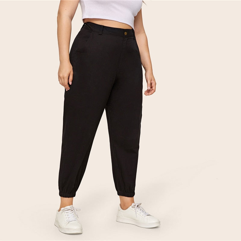 Women's Spring Casual Polyester Crop Pants | Plus Size