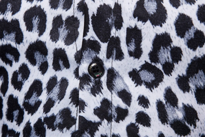 Men's Casual Long Sleeved Shirt With Leopard Print