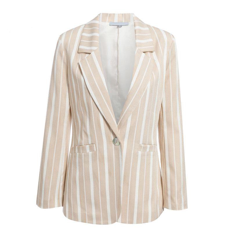 Women's Spring/Summer Casual Polyester Striped Blazer