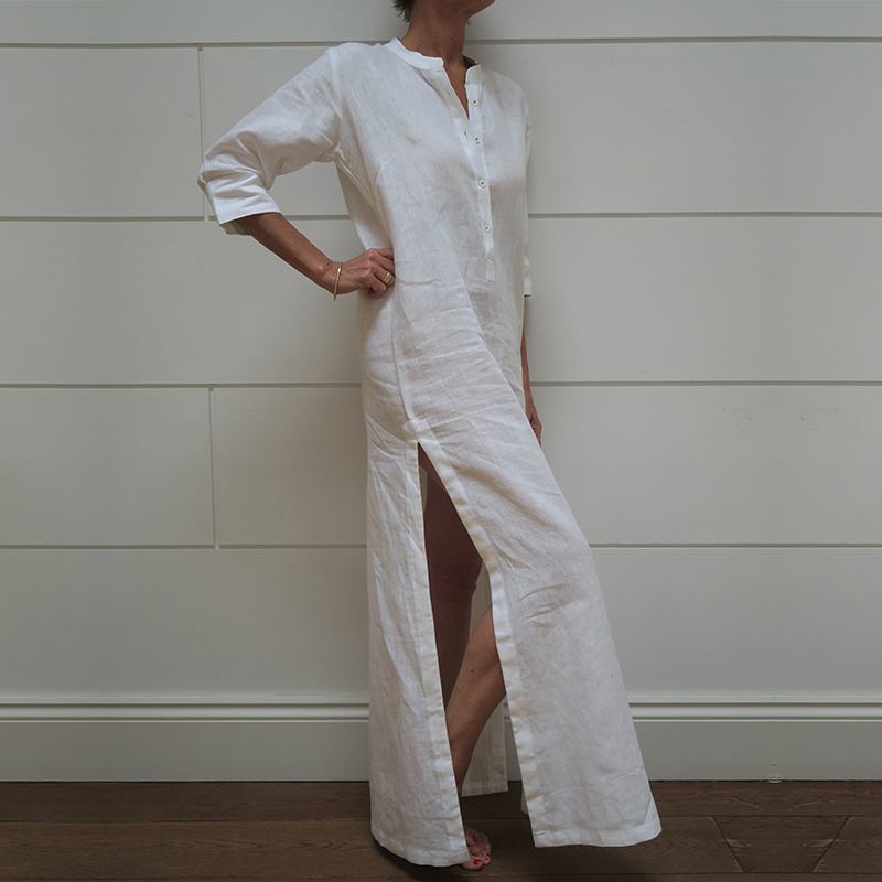 Women's Summer Casual Cotton V-Neck Loose Maxi Dress
