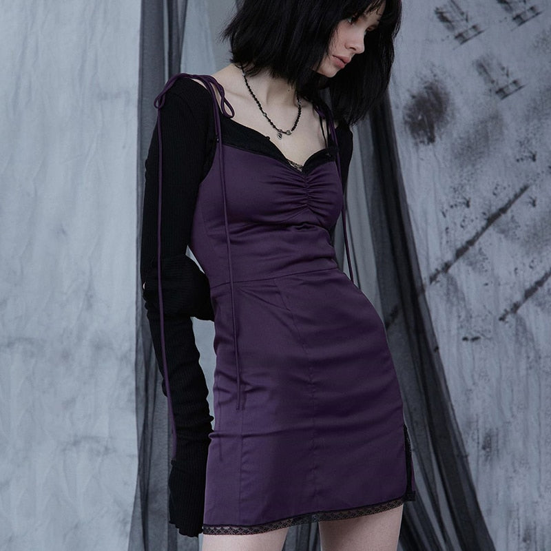 Women's Satin Sleeveless Slim Mini Dress