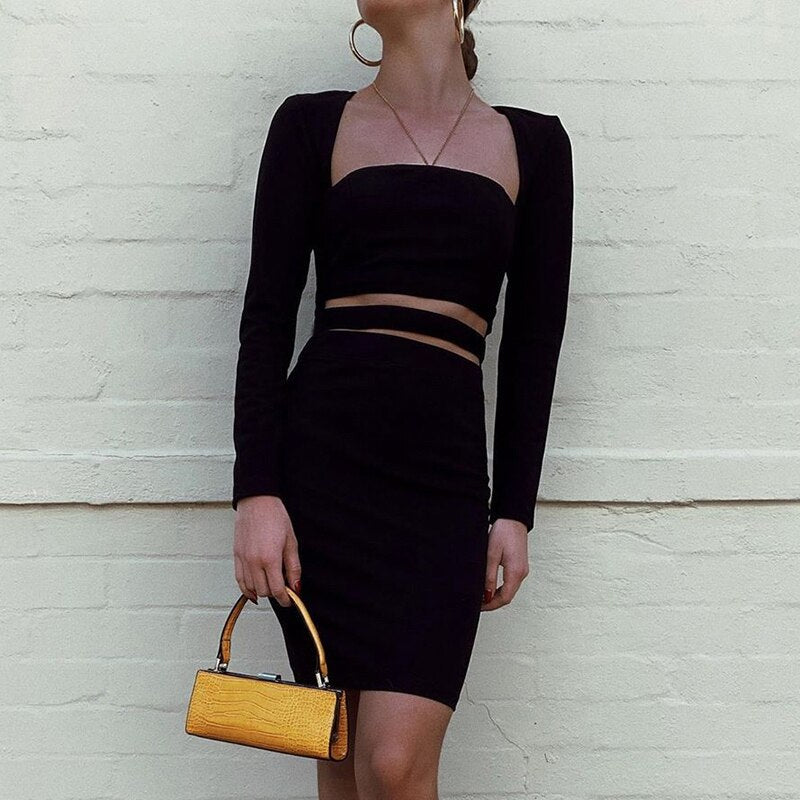 Women's Skinny Long Sleeve Elastic Mini Dress