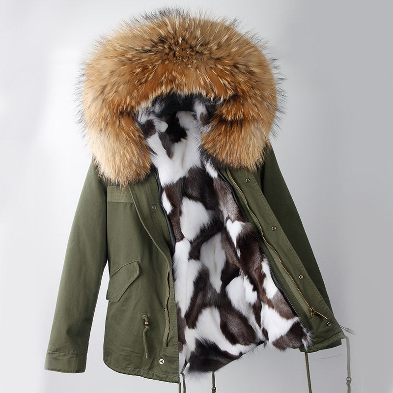 Women's Winter Casual Hooded Acrylic Thick Parka With Raccoon Fur