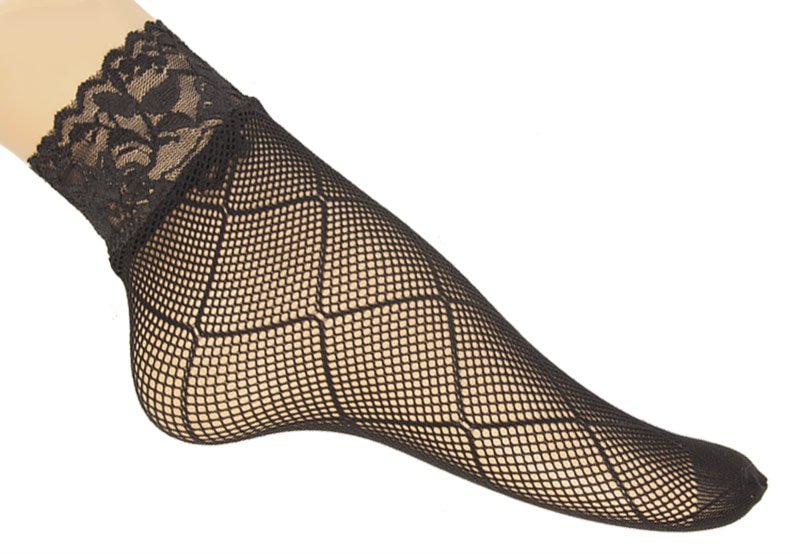 Women's Transparent Mesh Short Socks With Lace