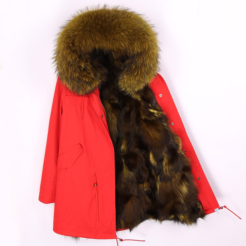 Men's Winter Casual Long Hooded Parka With Fox Fur
