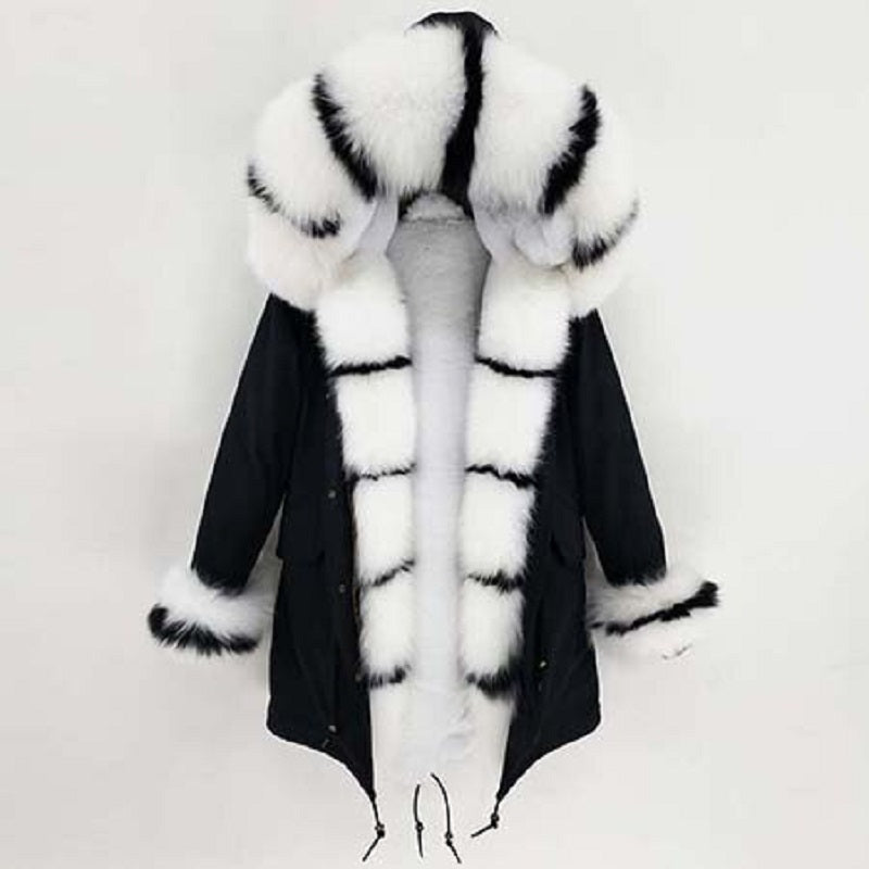 Women's Winter Casual Long Thick Hooded Parka With Fox Fur