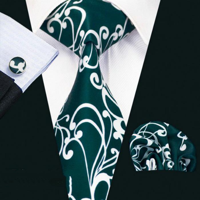 Men's Wedding Tie With Handkerchief & Cufflinks