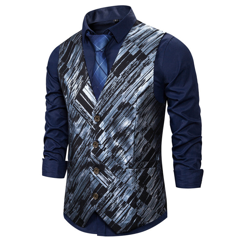Men's Single Breasted Vest With Print