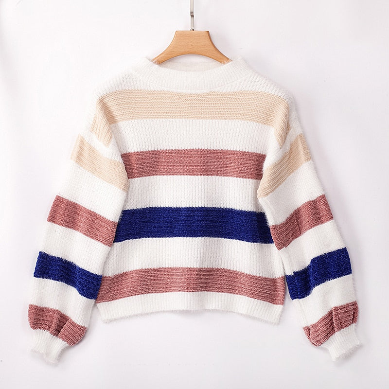 Women's Autumn/Winter Casual O-Neck Striped Sweater