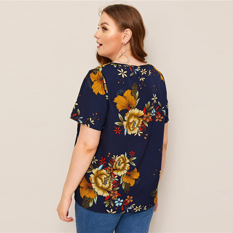 Women's Summer O-Neck Short-Sleeved Blouse | Plus Size