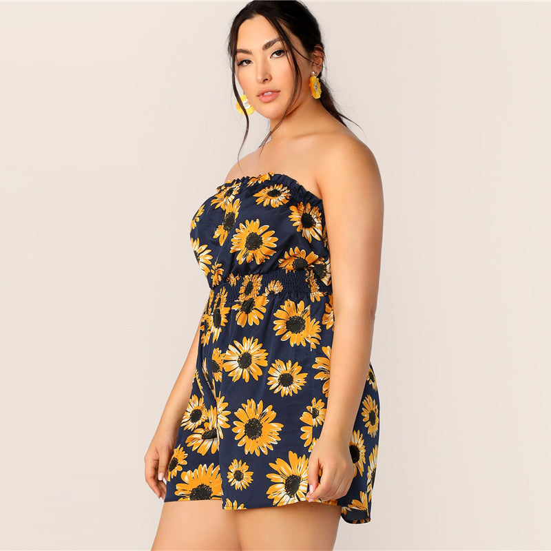 Women's Summer Sleeveless Polyester Romper | Plus Size