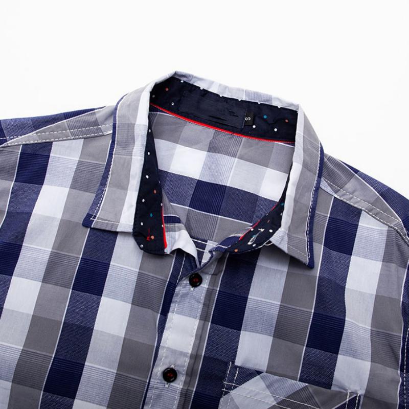 Men's Summer Casual Cotton Plaid Long Sleeved Shirt