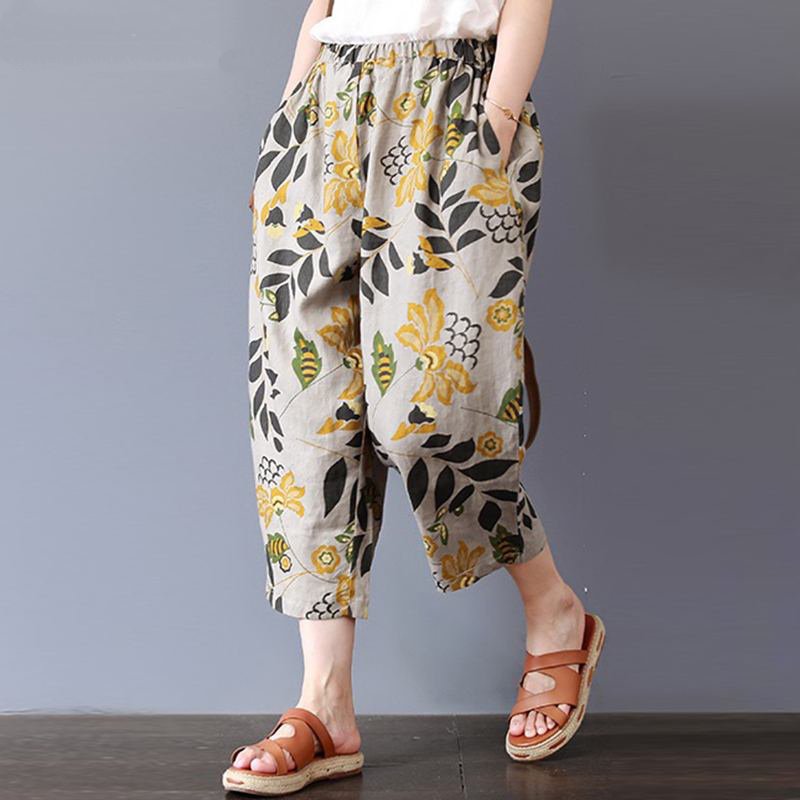 Women's Summer Casual Loose Elastic Waist Pants With Print