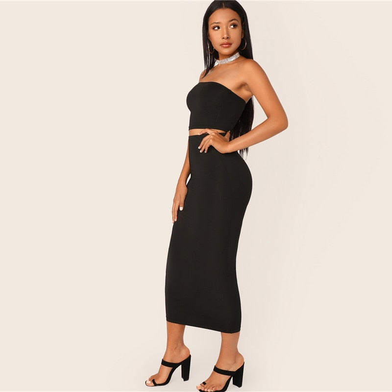 Women's Summer Stretchy Skinny Two-Piece Long Dress