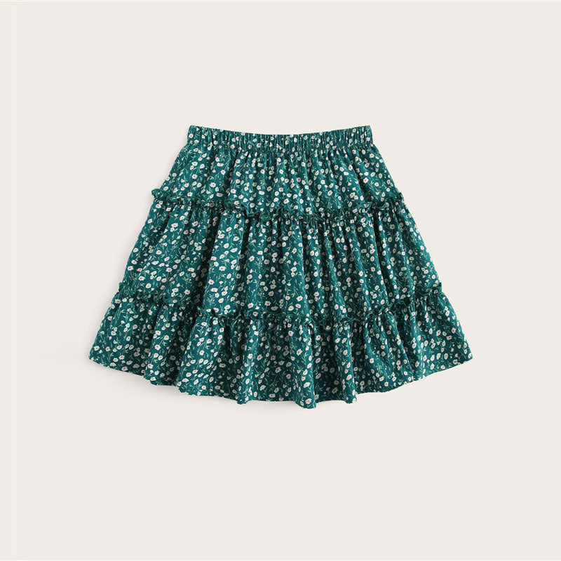 Women's Summer Casual Mid-Waist Short A-Line Skirt With Print