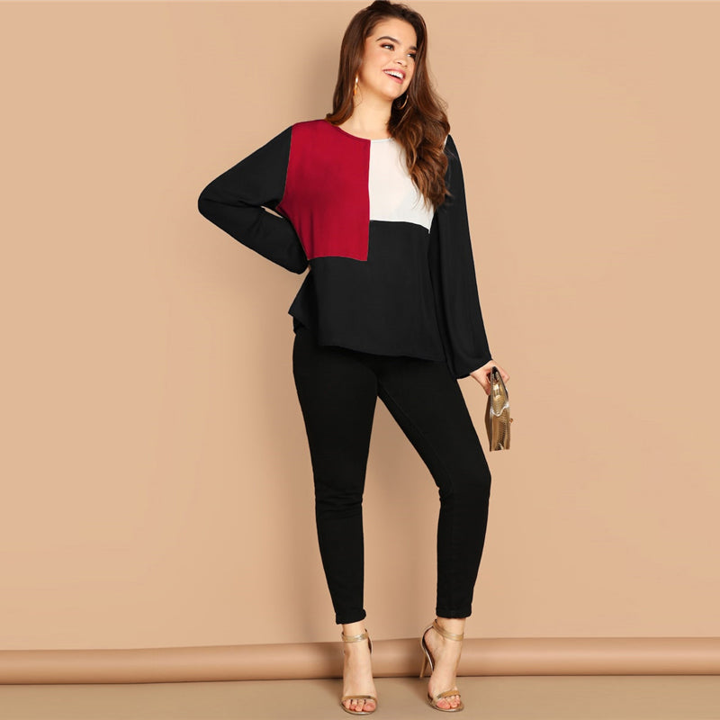 Women's Spring Casual O-Neck Long-Sleeved Blouse | Plus Size
