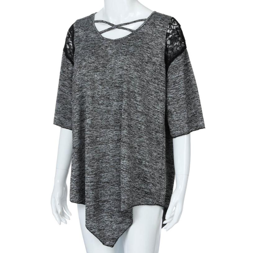 Women's Summer O-Neck Asymmetrical T-Shirt | Plus Size