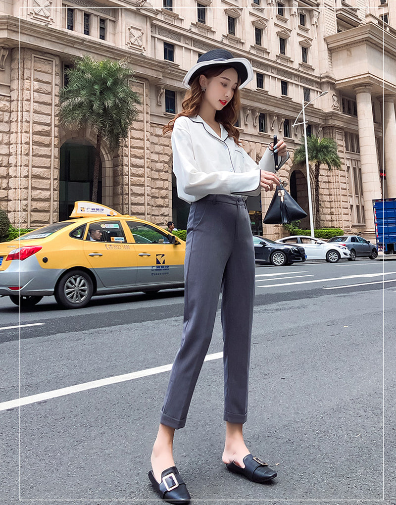 Women's Spring/Autumn Casual High Waist Pants With Pockets