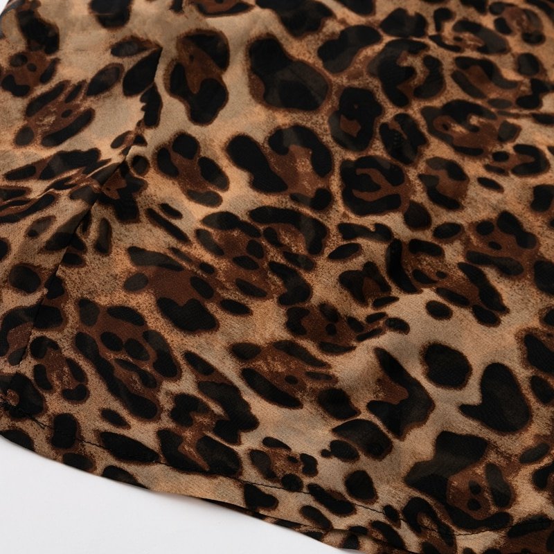 Women's Summer Slim Backless Maxi Dress With Leopard Print