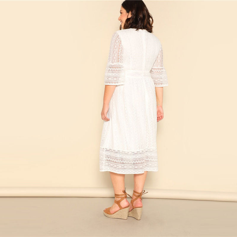 Women's Summer Lace A-Line Long Dress | Plus Size
