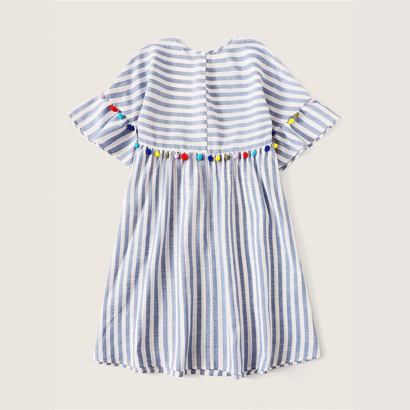 Women's Summer High-Waist Striped Short Tunic-Dress