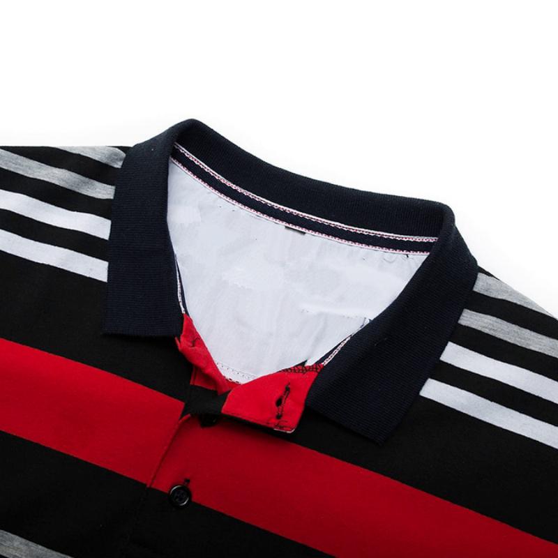 Men's Casual Cotton Striped Polo