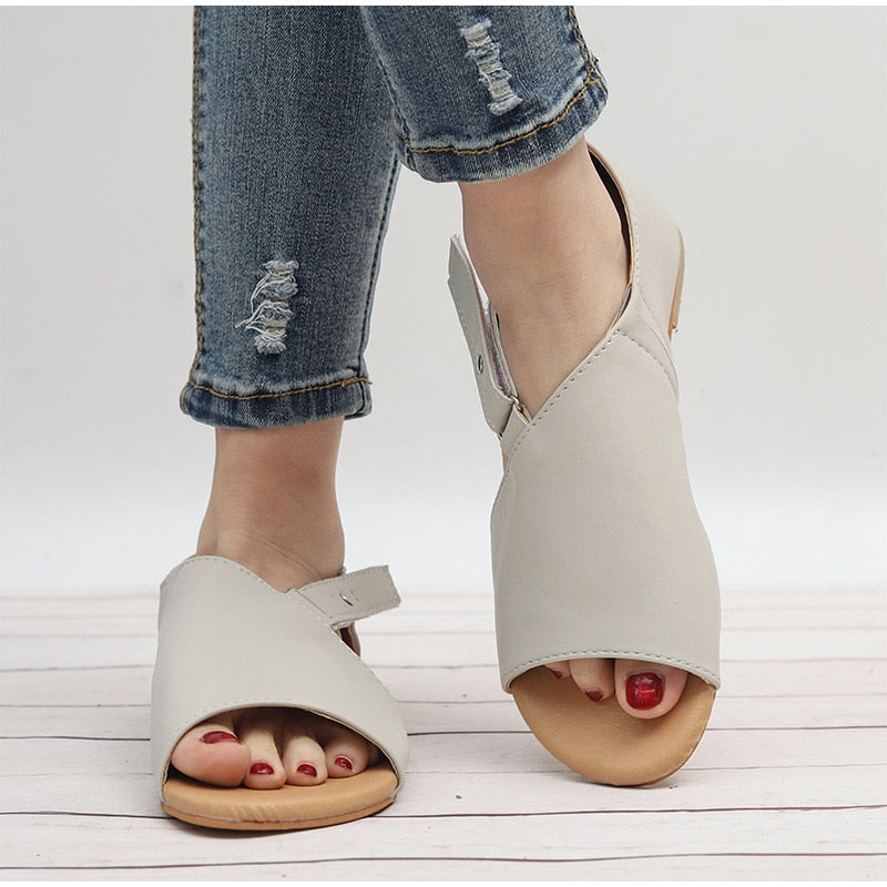 Women's Summer Casual Open Toe Flat Sandals | Plus Size