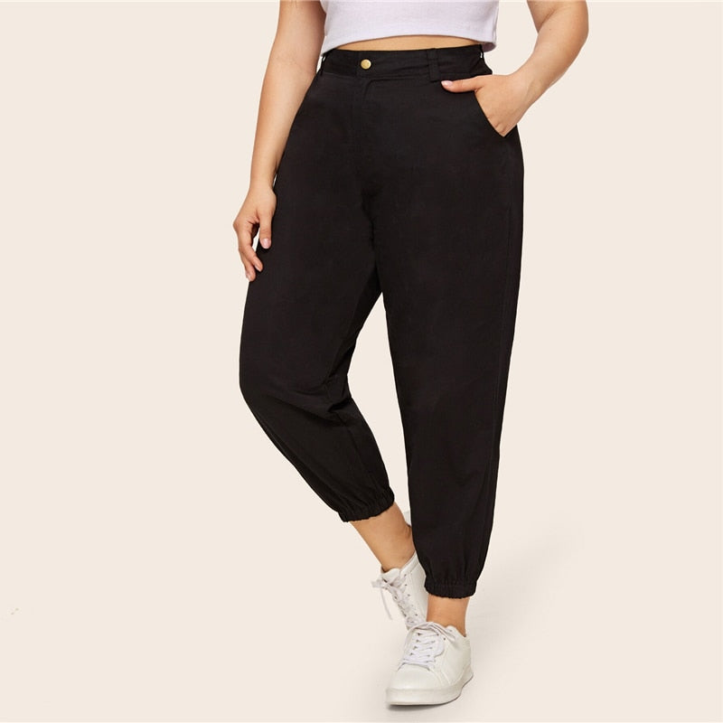 Women's Spring Casual Polyester Crop Pants | Plus Size