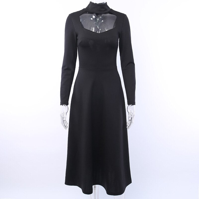 Women's Autumn Long Sleeve Stretchy A-Line Dress