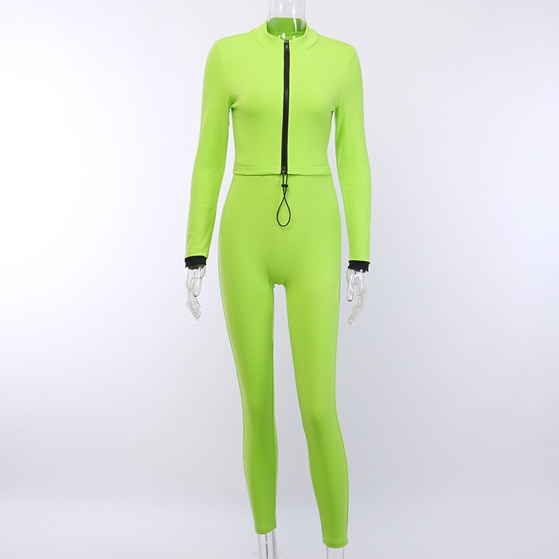 Women's Autumn Casual Zipper Elastic Two-Piece Suit
